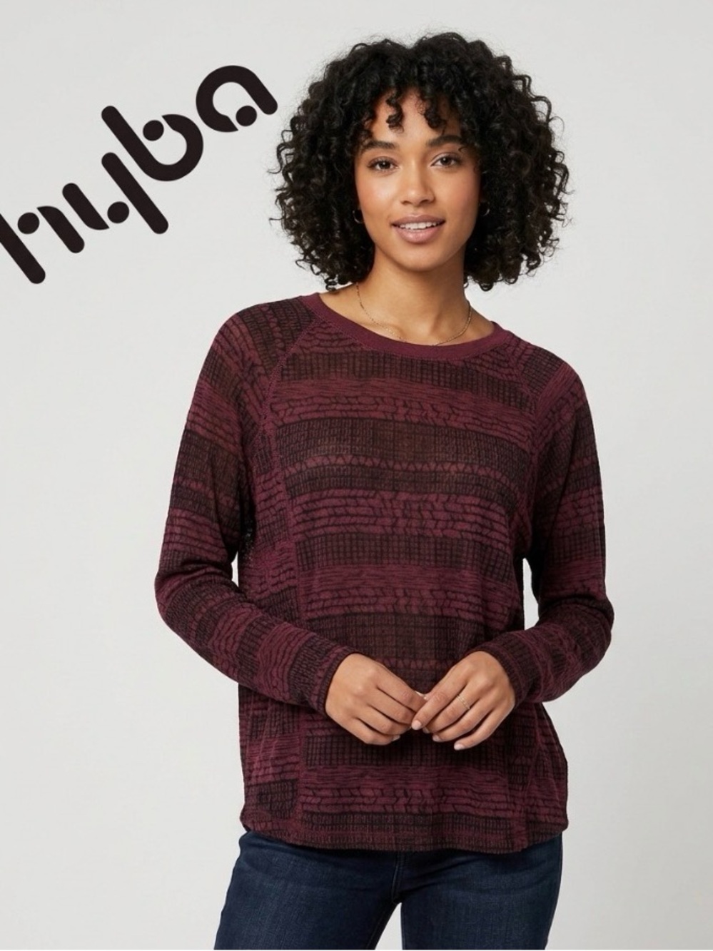 ♥️ NWT - HYBA - Patterned Long-Sleeve - Top Size 3X